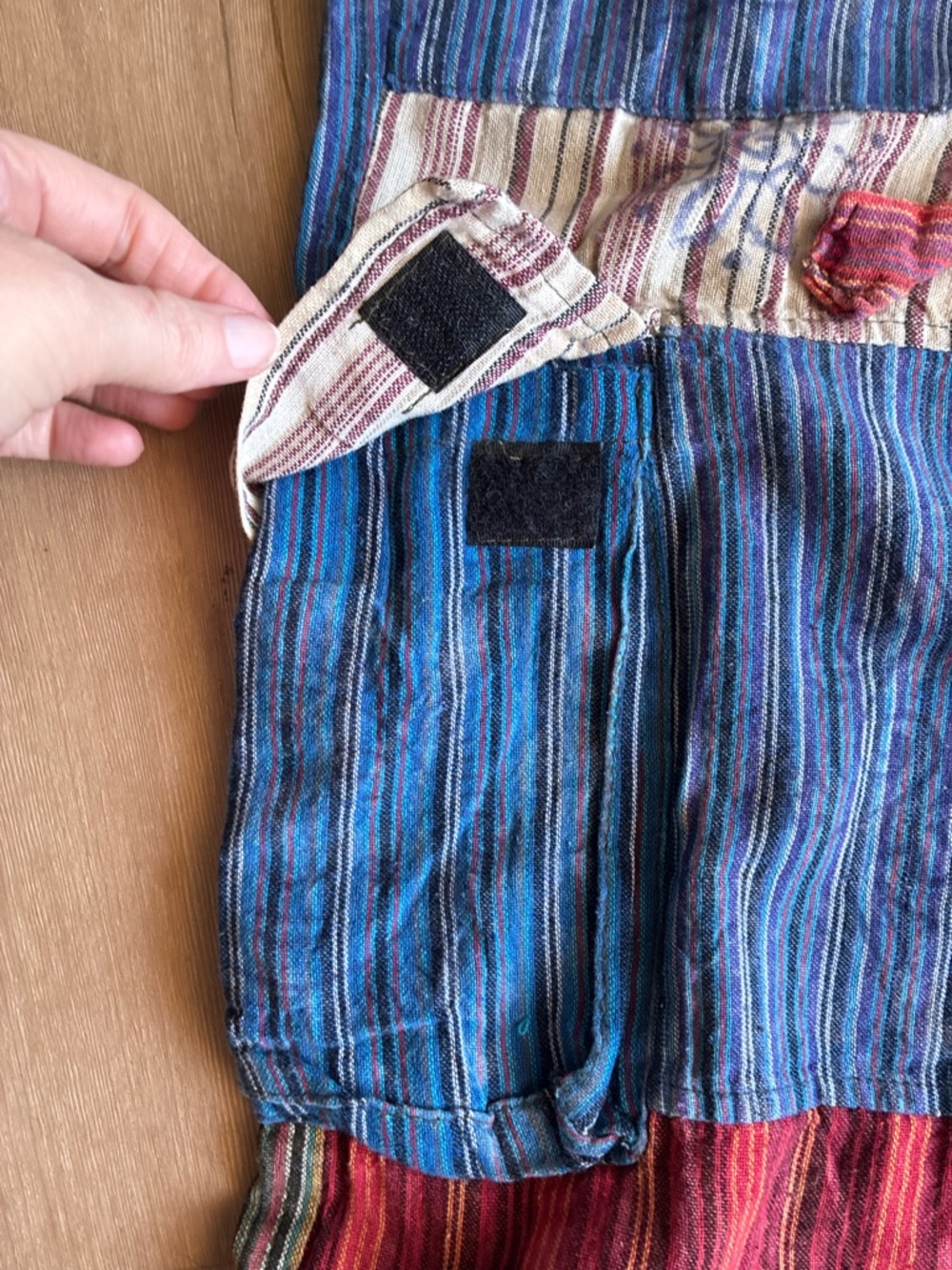 Rising International colorful hippie cotton Patchwork drawstring Pants unisex L - Picture 6 of 16